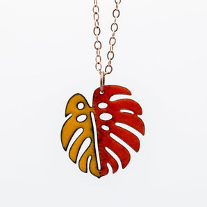 Monstera Necklace (various colours) By Aflame Creations