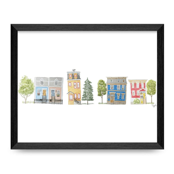 North End Houses Top Shelf 8x10 Print By Designs