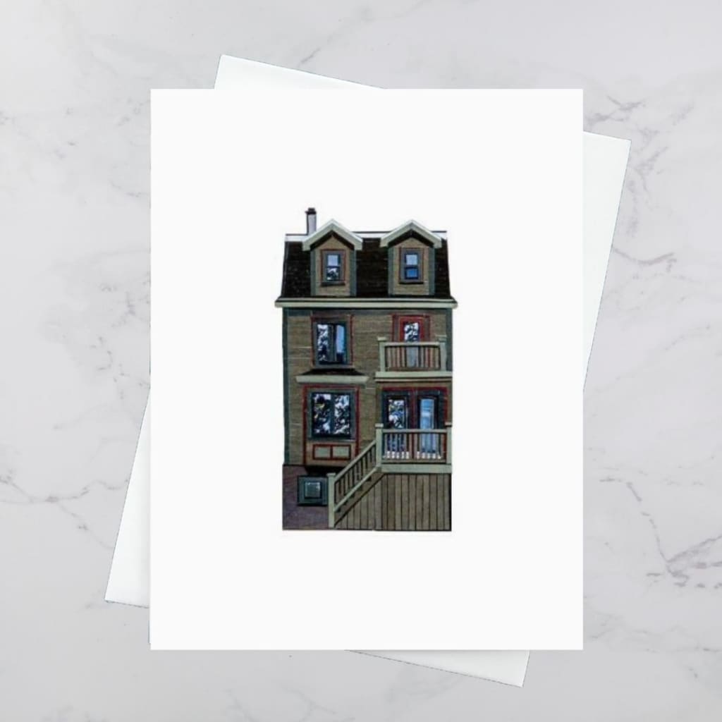 North Park House Collage Card - Olive Green By Andrea Crouse