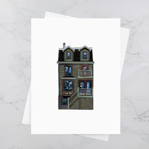 North Park House Collage Card - Olive Green By Andrea
