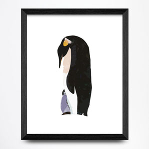 Penguin & Baby Collage 8.5x11 Print By A. K. Doak