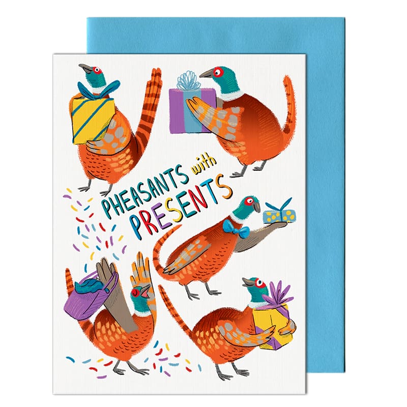 Pheasants Presents Birthday Card By Pencil Empire