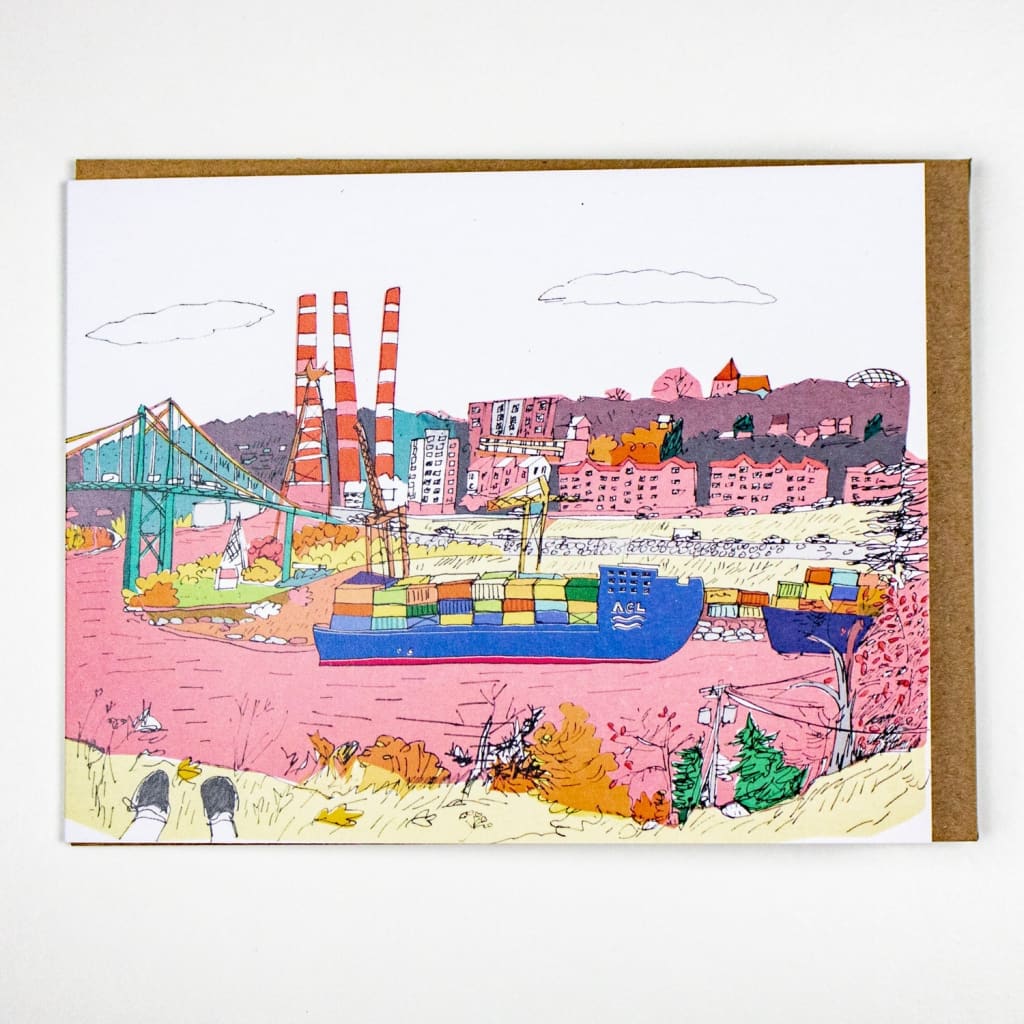 Pink Harbour Card By Emma FitzGerald Art & Design
