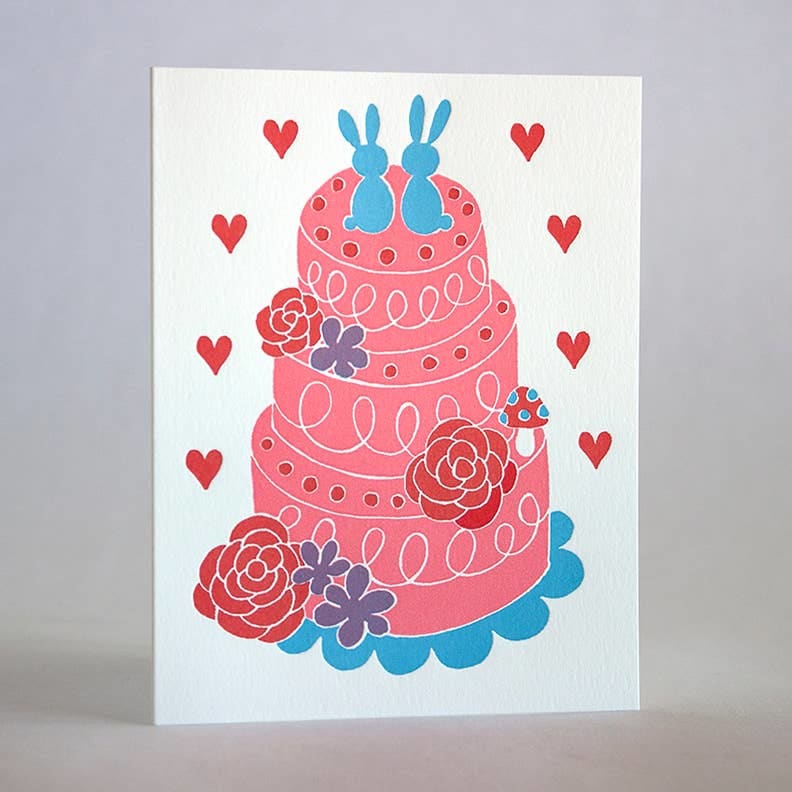 Pink Wedding Cake Card By Fugu Press