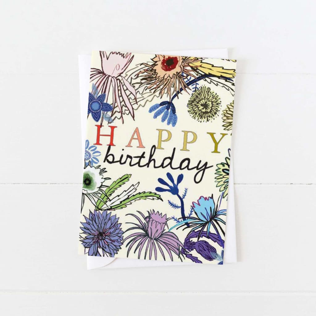 Rainbow Flowers Birthday Card By Briana Corr Scott
