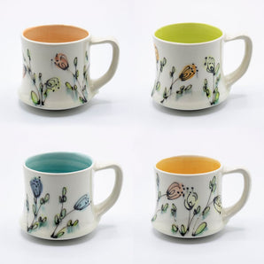 RdC Mug - Floral (various interior colours) By Rachel de