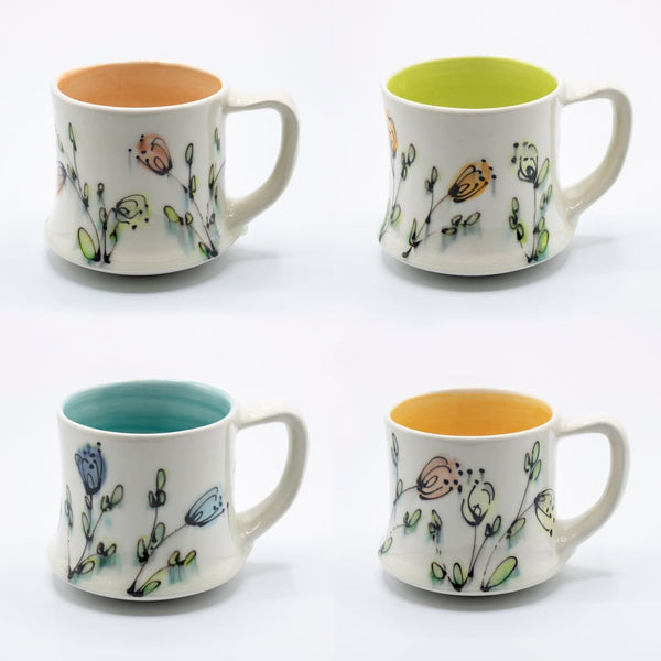 RdC Mug - Floral (various interior colours) By Rachel de