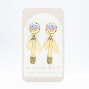 Retro Embroidered Dangle Earrings By Aura Terra Jewels
