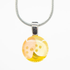 Round Abstract Peach/Yellow/Gold Handpainted Glass Pendant
