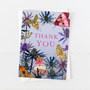 Sea Holly & Moths Thanks Card By Briana Corr Scott