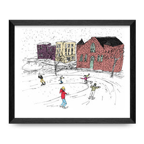 Skating at the Oval 11x8.5 Print By Emma FitzGerald Art &