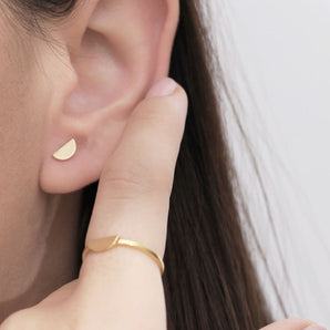 SALE - Solid Half Moon Gold Earrings By Prysm