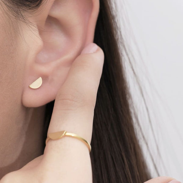 Solid Half Moon Gold Earrings By Prysm