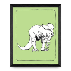T - Rex Gardener 8x10 Print By Tyrannosaurus Press
