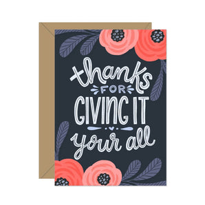 Thanks For Giving It Your All Card By Hello Sweetie Design