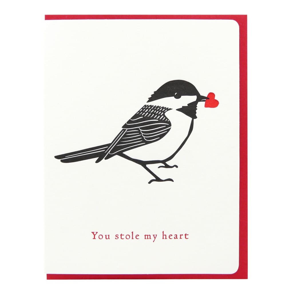 You Stole My Heart Chickadee Card By Dogwood Letterpress